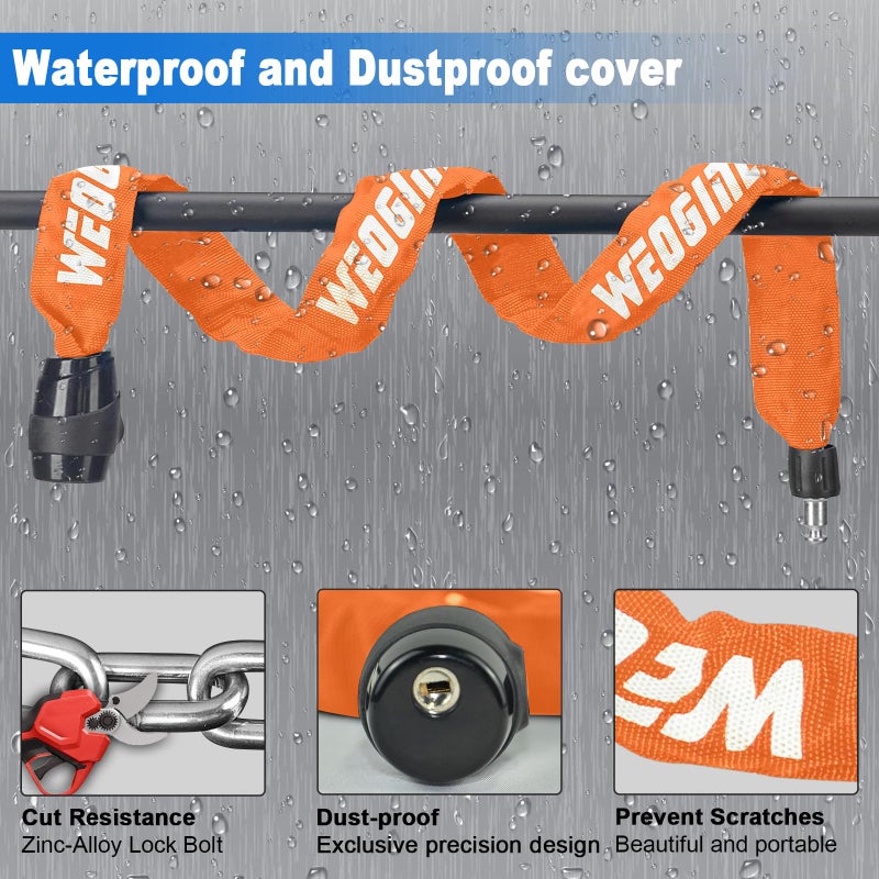 Weogine Heavy Duty Anti-Theft Chain Lock - 2.72 Ft Security Lock with 3 Keys, Waterproof for Scooter, Motorcycle, Door, Gate, Fence - Image 4